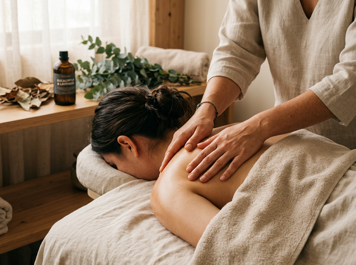 A therapist using gentle, restorative massage techniques